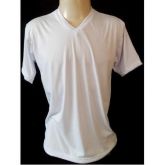 Camiseta Branca Gola V 100% Poliester-kit C/ 10 Peças
