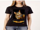 Camiseta Temática Cat Top Malha 100% Algodão Penteada