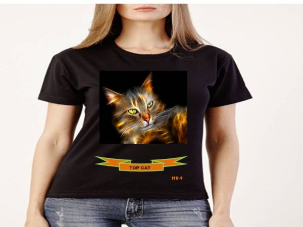 Camiseta Temática Cat Top Malha 100% Algodão Penteada